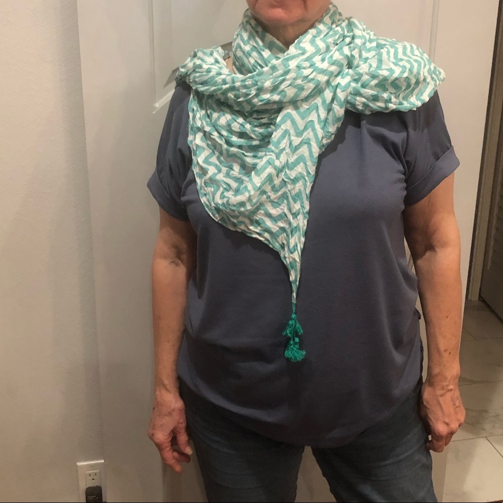Merona green chevron large tassel scarf. NWT!